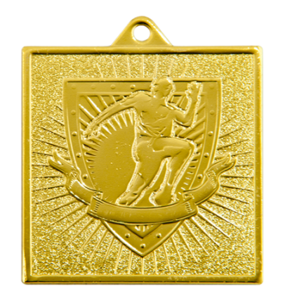 Q10/55/Z - 55x55mm medal złoto bieg