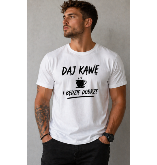Koszulka z nadrukiem "Daj Kawę"